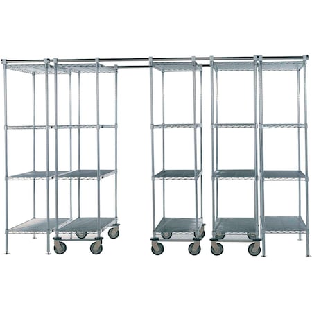 Nexel Space-Trac, 5 Unit, Poly-Z-Brite High Density Shelving, 48inW x 21inD x 76inH, 12ft Length 795991